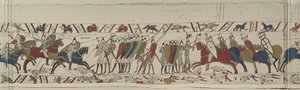 Norman süvarileri İngiliz kalkan duvarına saldırır ve savaşa katılır, Bayeux Goblen by Unbekannt Unbekannt